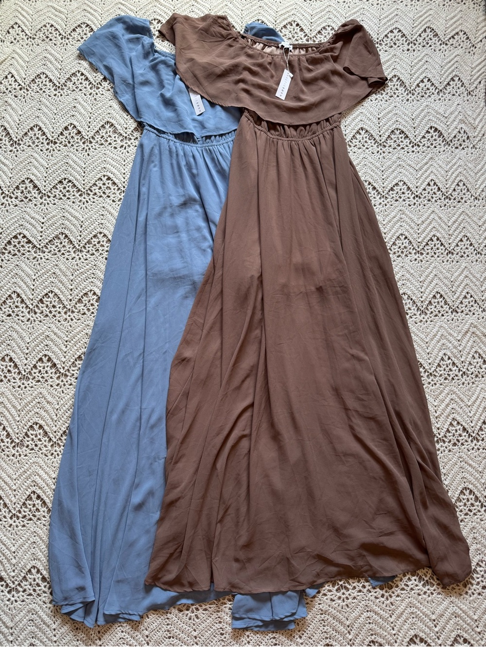 NWT Off-Shoulder Maxi Dress Blue Brown Renaissance Fair BalticBorn Small Formal